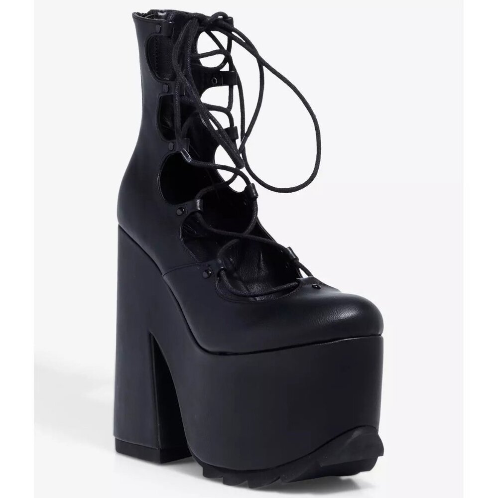 ๐ฆ๐ฅ๐HOT ITEM! ๐๐ฆ๐ฅ Y.R.U. Lucid Black Lace Up Chunky Platform Beauties! - Picture 9 of 15